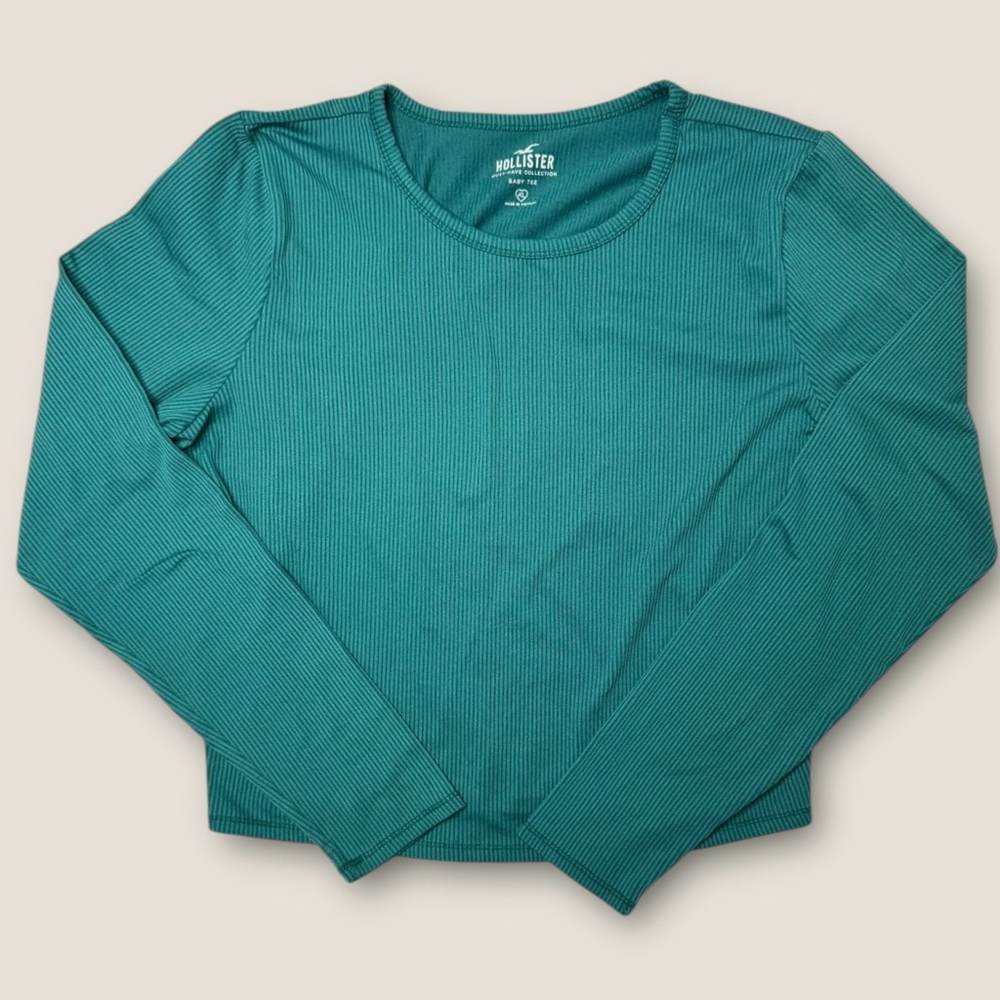 Hollister Teal Ribbed‎ Baby Tee Size XL